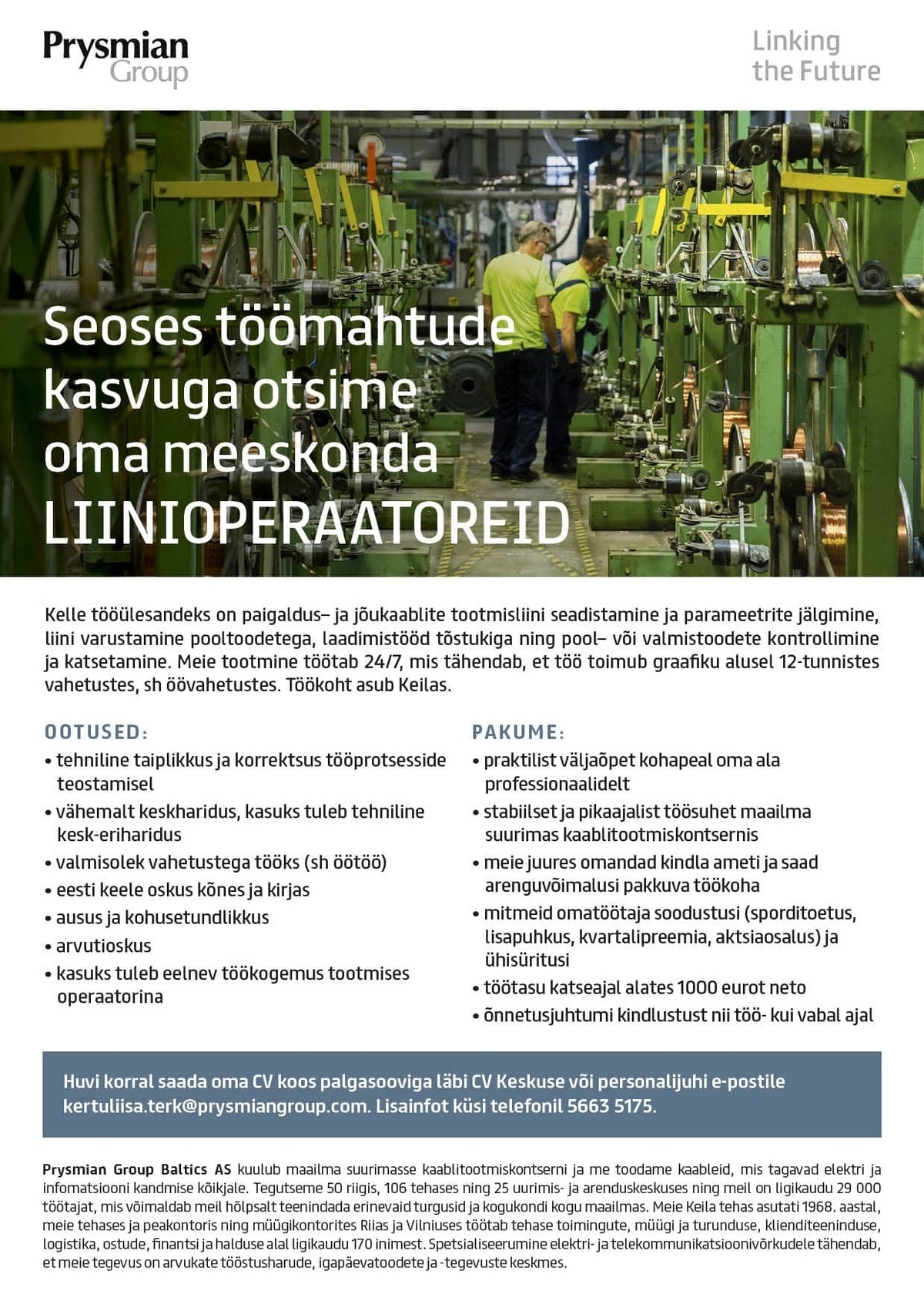 Prysmian Group Baltics AS LIINIOPERAATOR