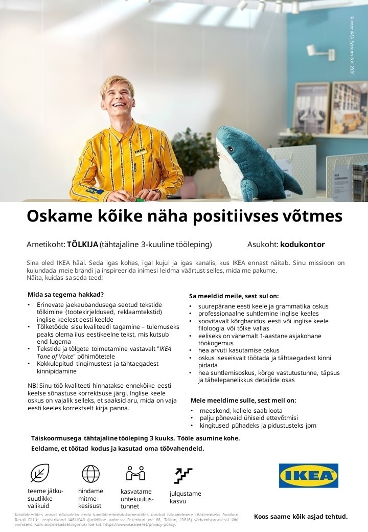 Runikon Retail OÜ (IKEA Estonia) Tõlkija