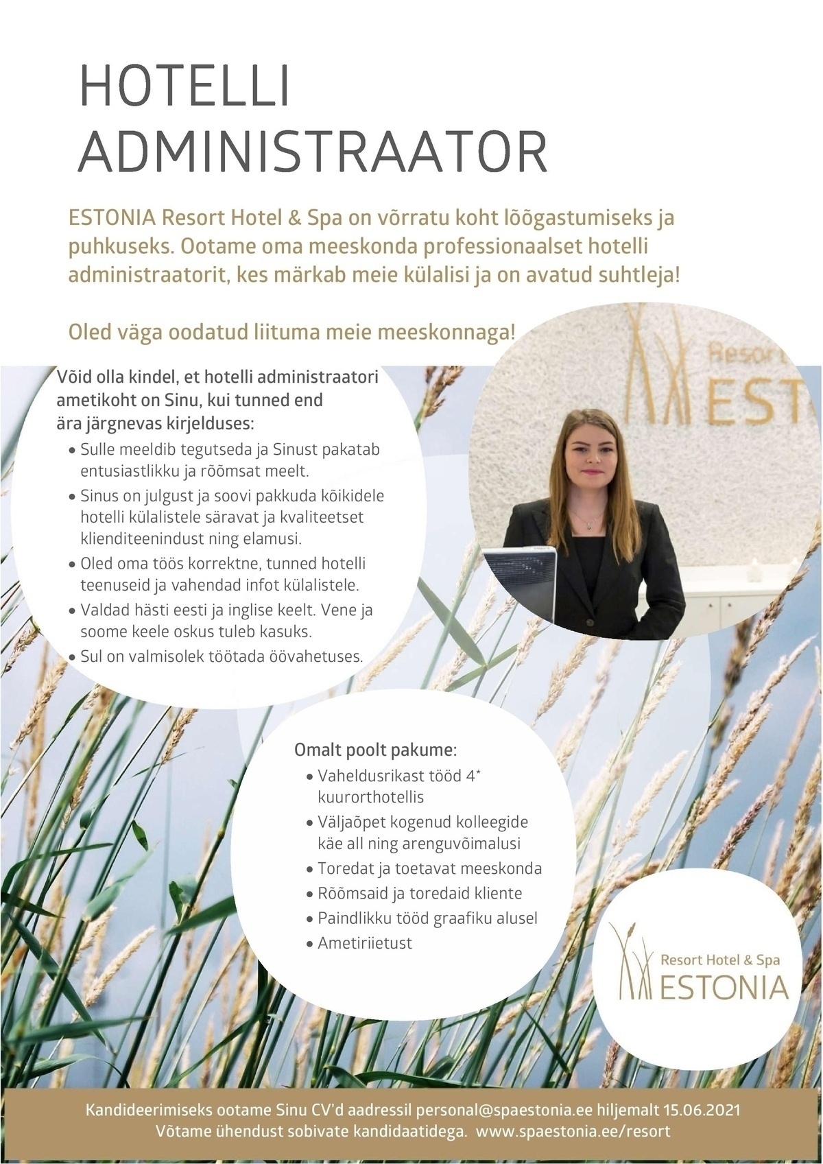 Estonia Spa Hotels AS ESTONIA Resort Hotel & Spa hotelli administraator