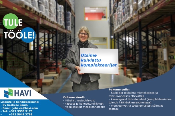 HAVI Logistics OÜ Komplekteerija kuivlattu