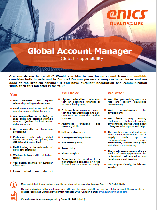 Enics Estonia Global Account Manager