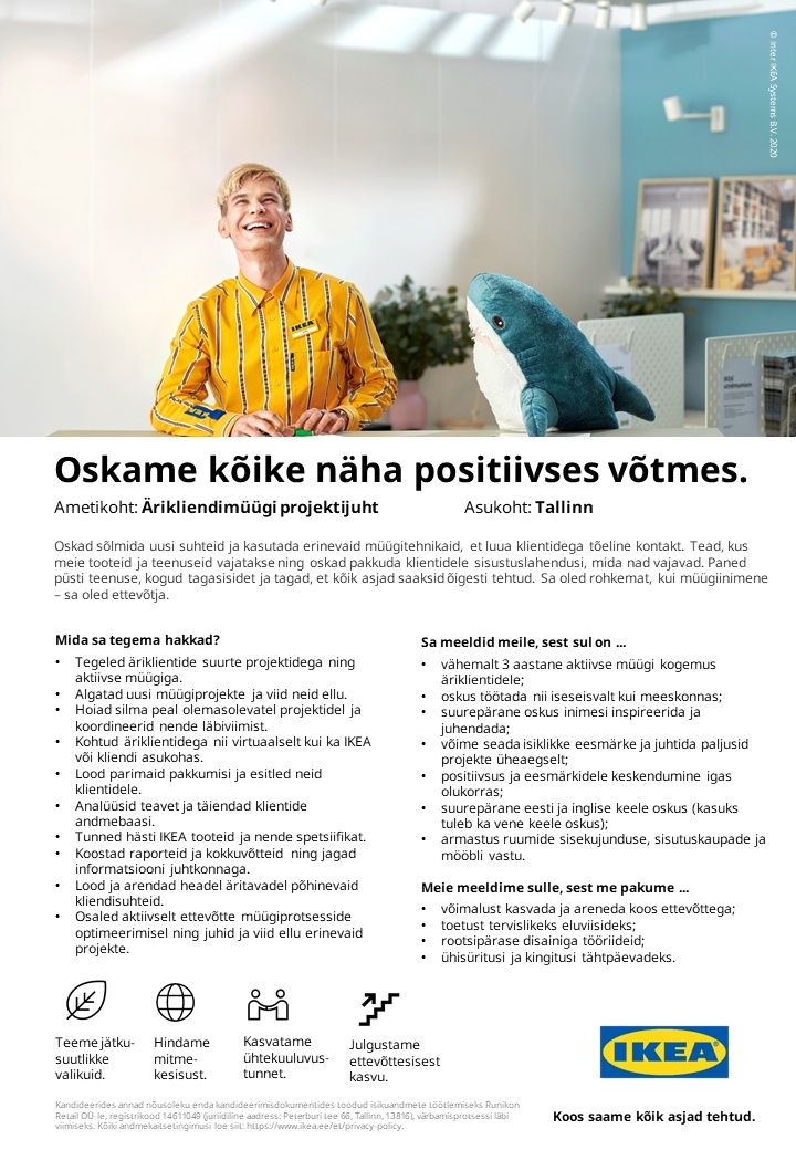 Runikon Retail OÜ (IKEA Estonia) Äriklientide müügi projektijuht