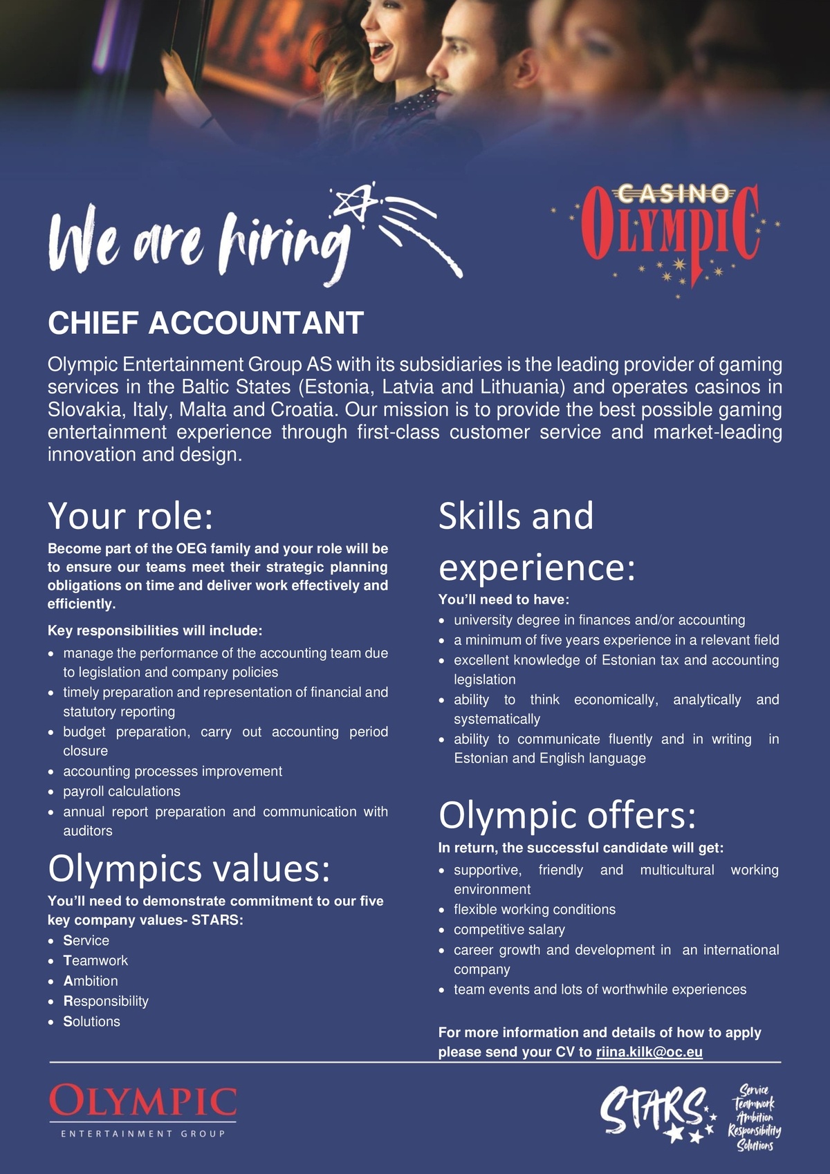 OLYMPIC ENTERTAINMENT GROUP AS Chief accountant