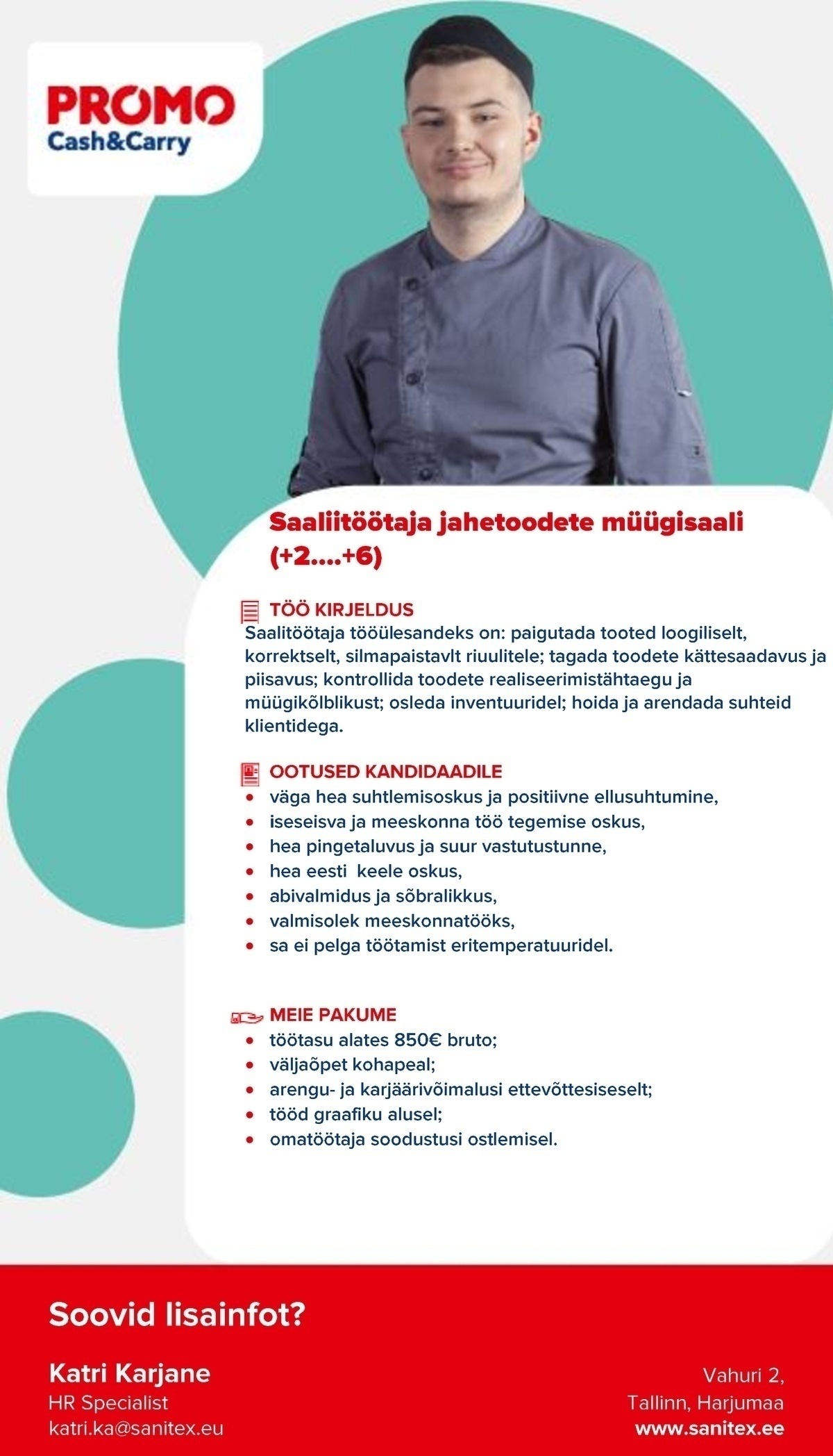 Sanitex  OÜ Saalitöötaja jahetoodete müügisaali (+2….+6)