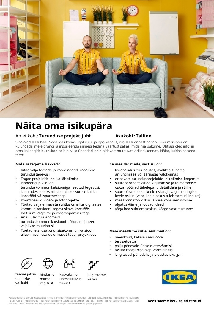 Runikon Retail OÜ (IKEA Estonia) TURUNDUSE PROJEKTIJUHT