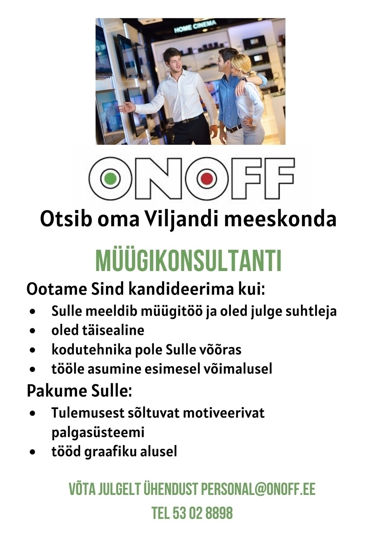 ONOFF Jaekaubanduse OÜ Müügikonsultant