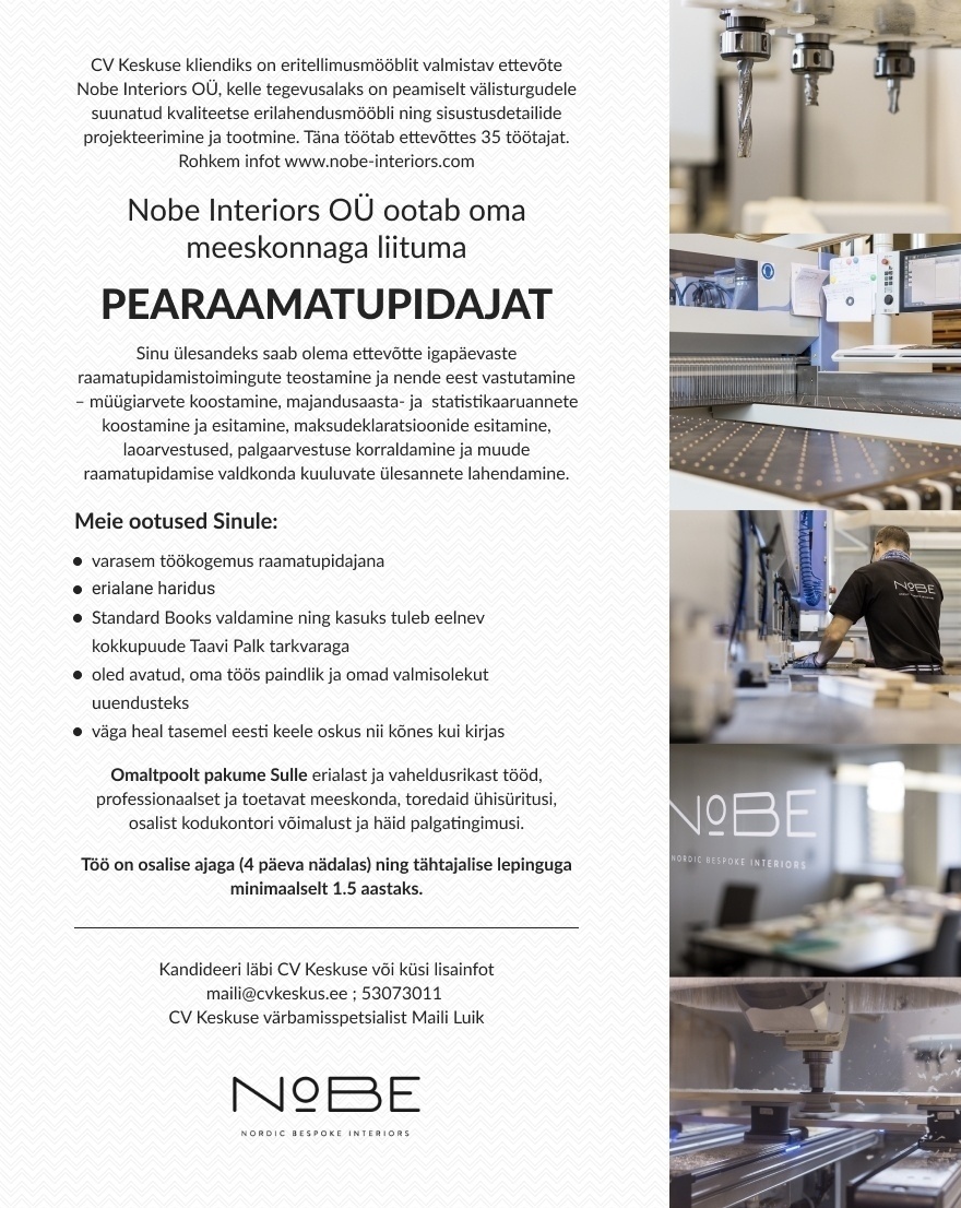 Nobe Interiors OÜ PEARAAMATUPIDAJA