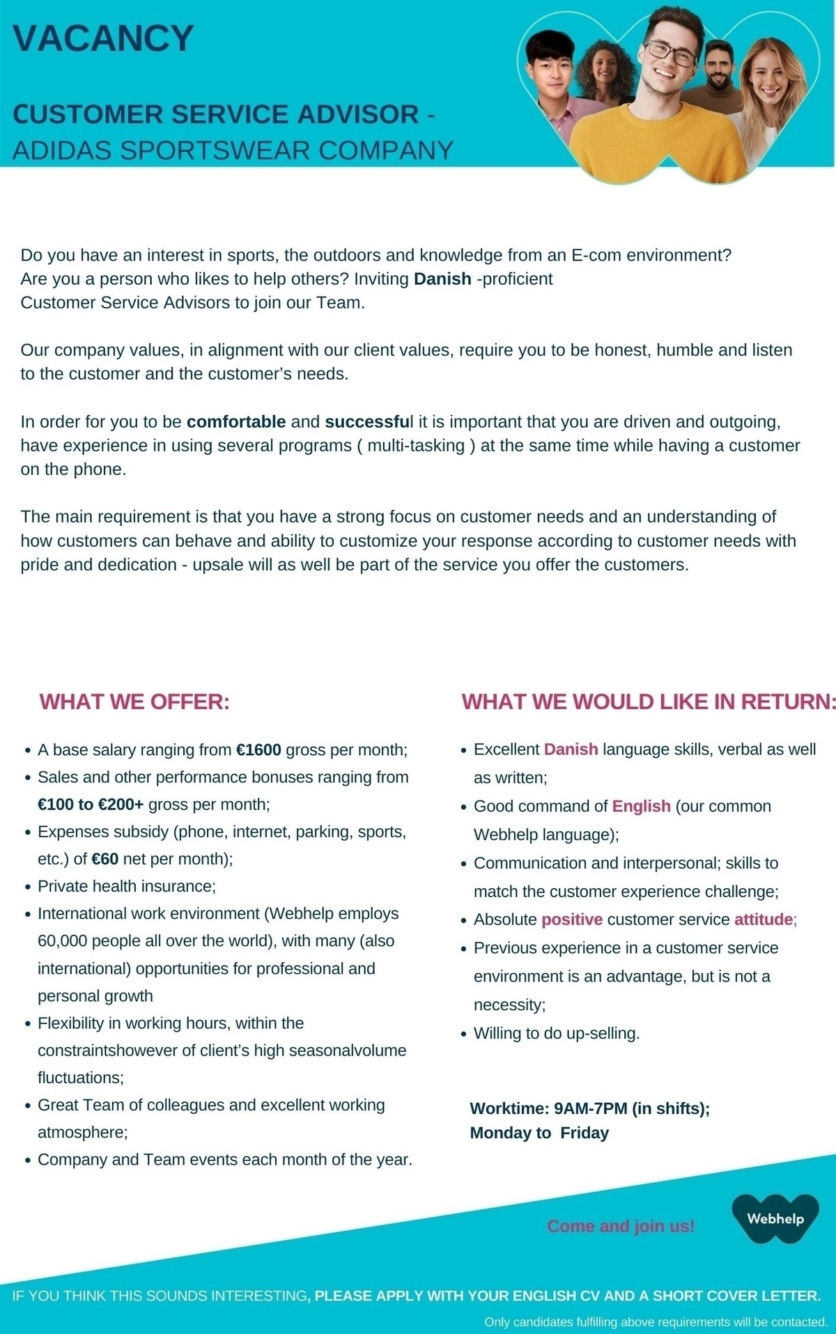 Webhelp OÜ Customer Service Advisor with Danish language proficiency