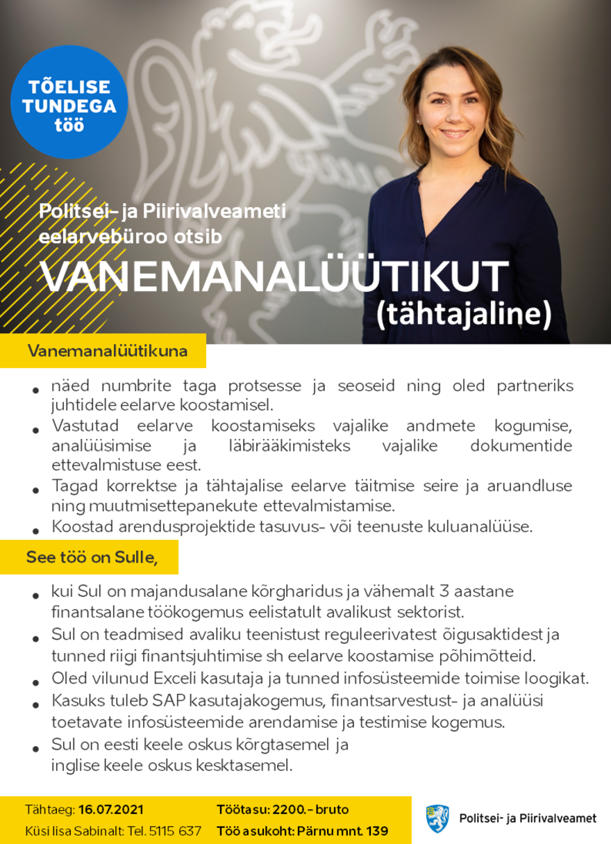 Politsei- ja Piirivalveamet Finantsanalüütik