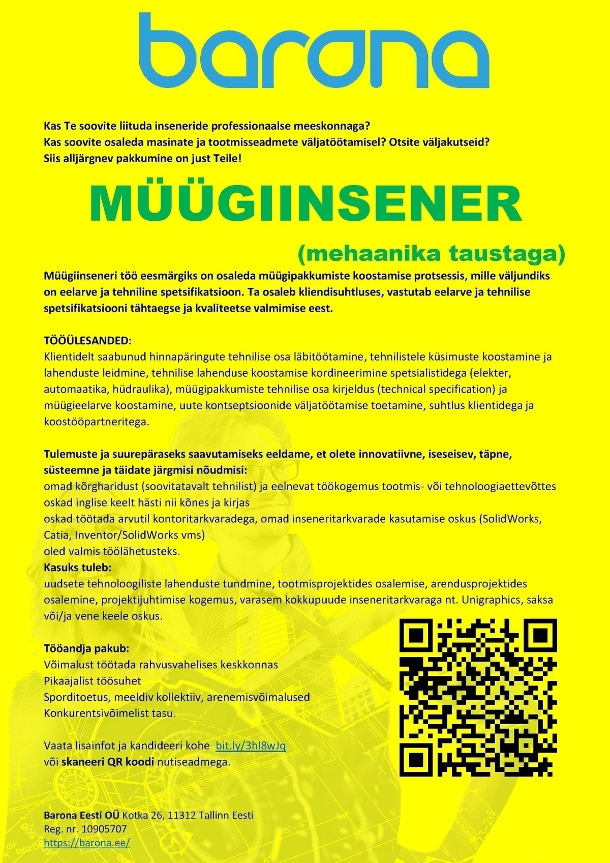Barona Eesti OÜ MÜÜGIINSENER (tehnika/tootearendus)