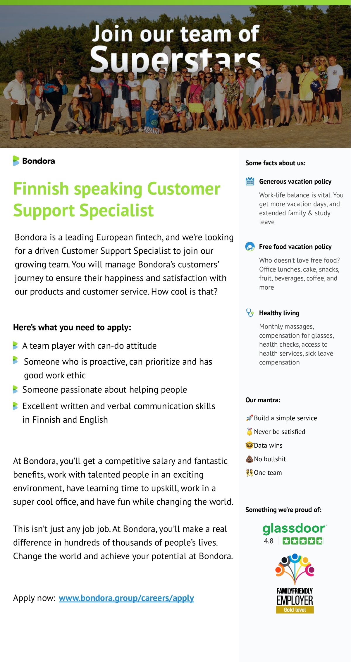 Bondora AS Finnish speaking Customer Relations Specialist