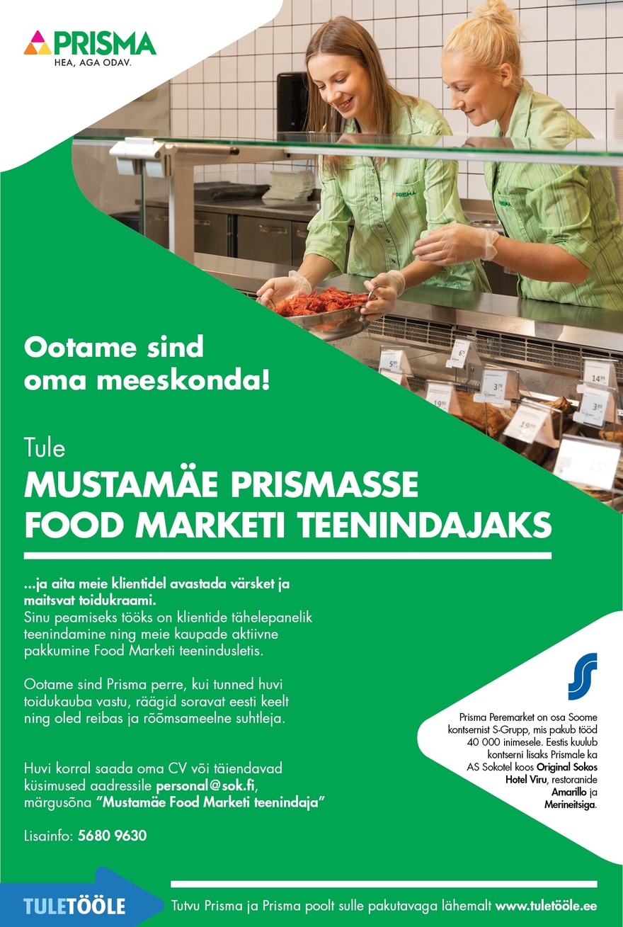 Prisma Peremarket AS Food Marketi teenindaja Mustamäe Prismas