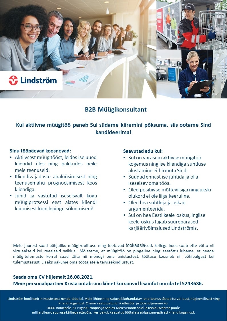 Lindström OÜ B2B Müügikonsultant