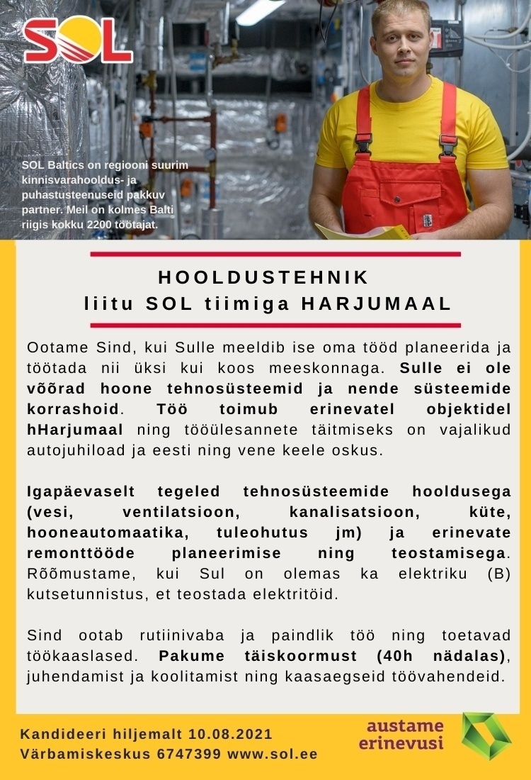 SOL Baltics OÜ HOOLDUSTEHNIK HARJUMAAL
