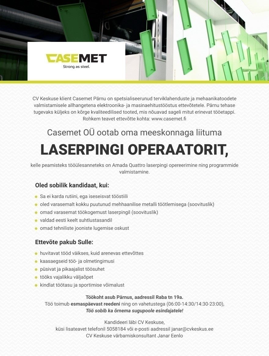 Casemet OÜ Laserpingi Operaator