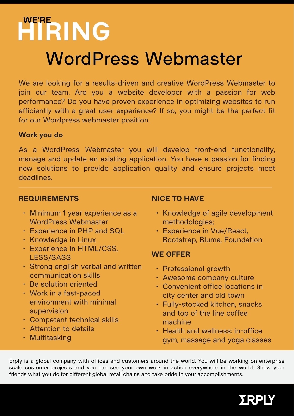 Erply Software OÜ WordPress Webmaster