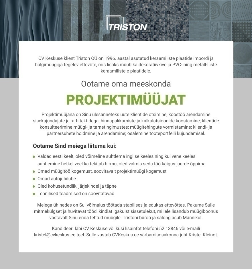 Triston OÜ  Projektimüüja