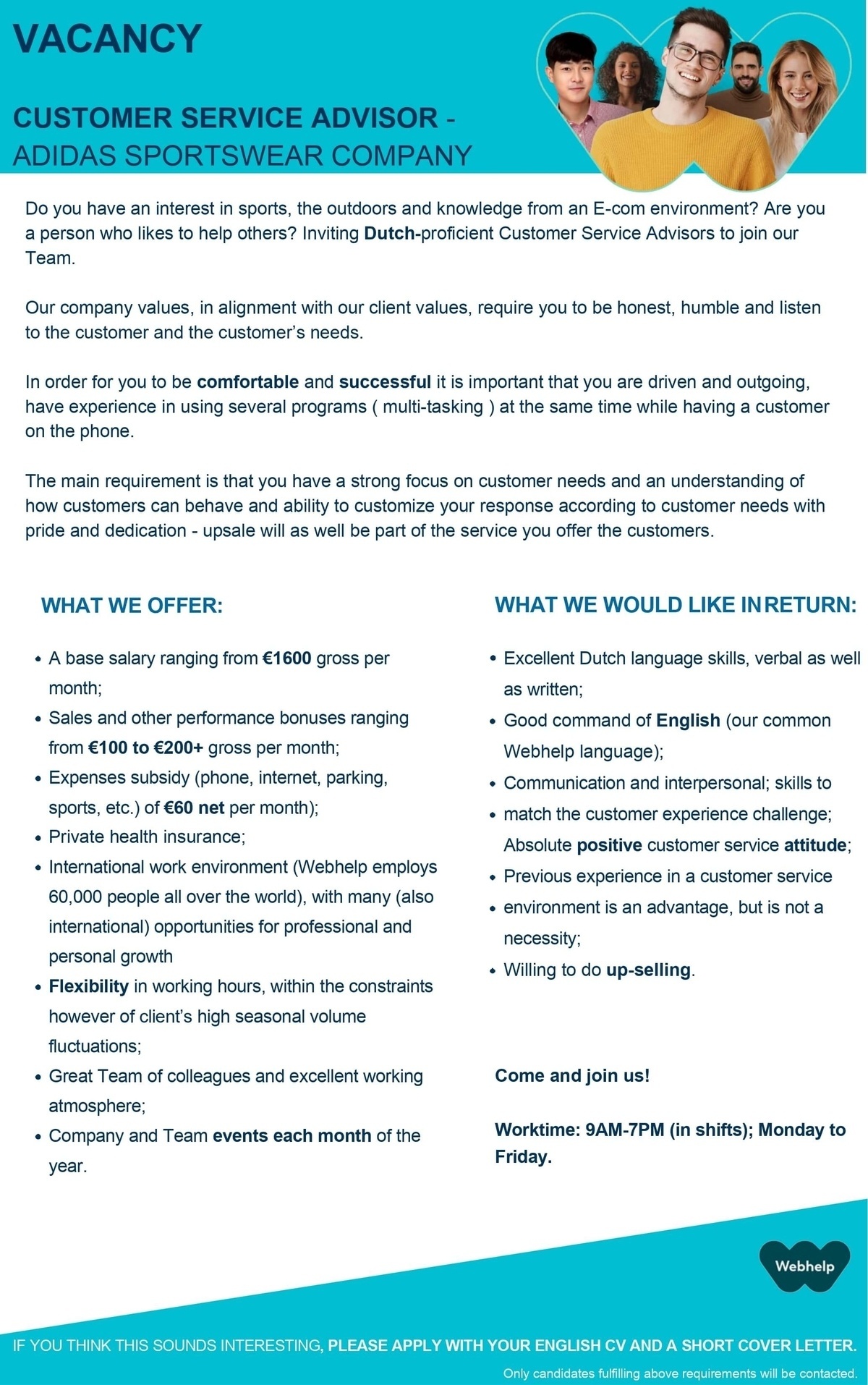 Webhelp OÜ Customer Service Advisor with Dutch skills - work from Tartu or Tallinn