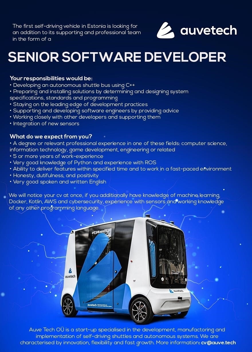 Auve Tech OÜ Senior Software Developer