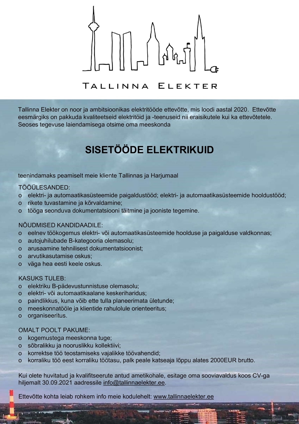 Tallinna Elekter OÜ SISETÖÖDE ELEKTRIK