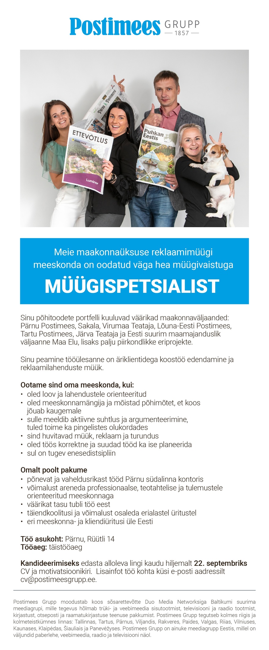Postimees Grupp Müügispetsialist (Pärnu)