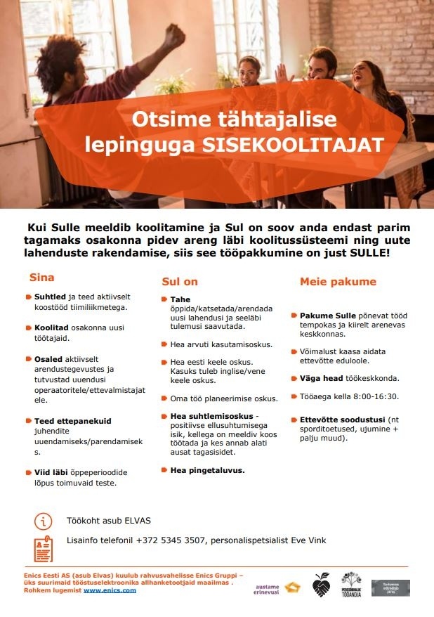 Enics Estonia Sisekoolitaja (tähtajaline)