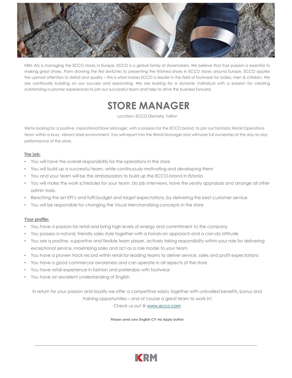 KRM Baltic SIA Ecco store manager