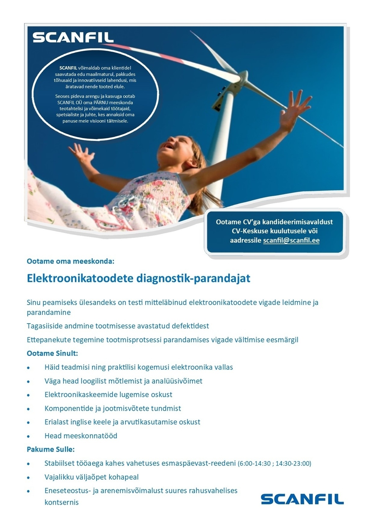 Scanfil OÜ Elektroonikatoodete diagnostik-parandaja