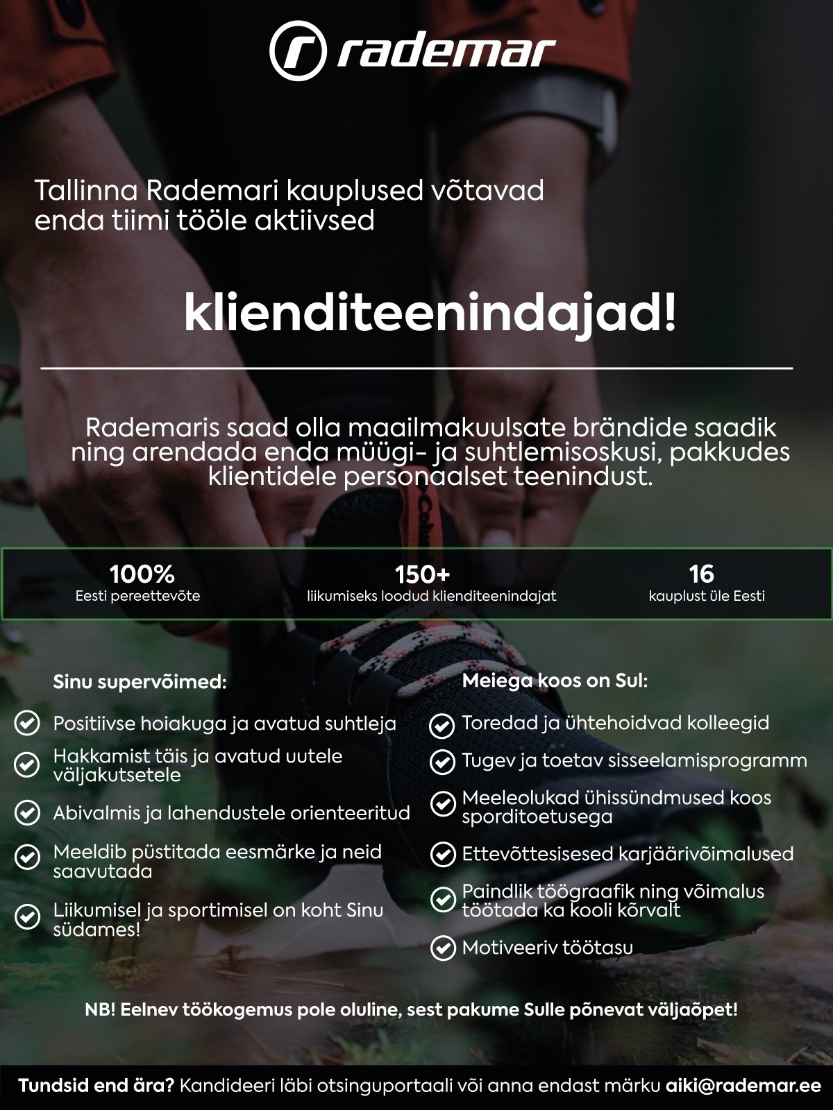 OÜ Rademar Aktiivsed klienditeenindajad Tallinna Rademari kauplustesse