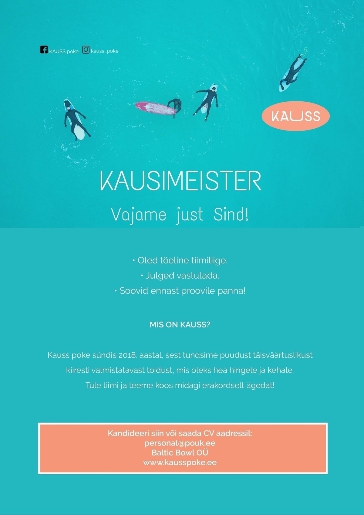 Baltic Bowl OÜ Kausimeister/ klienditeenindaja