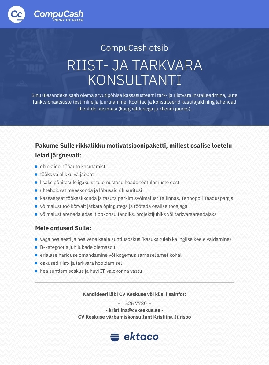 CompuCash RIIST- JA TARKVARA KONSULTANT