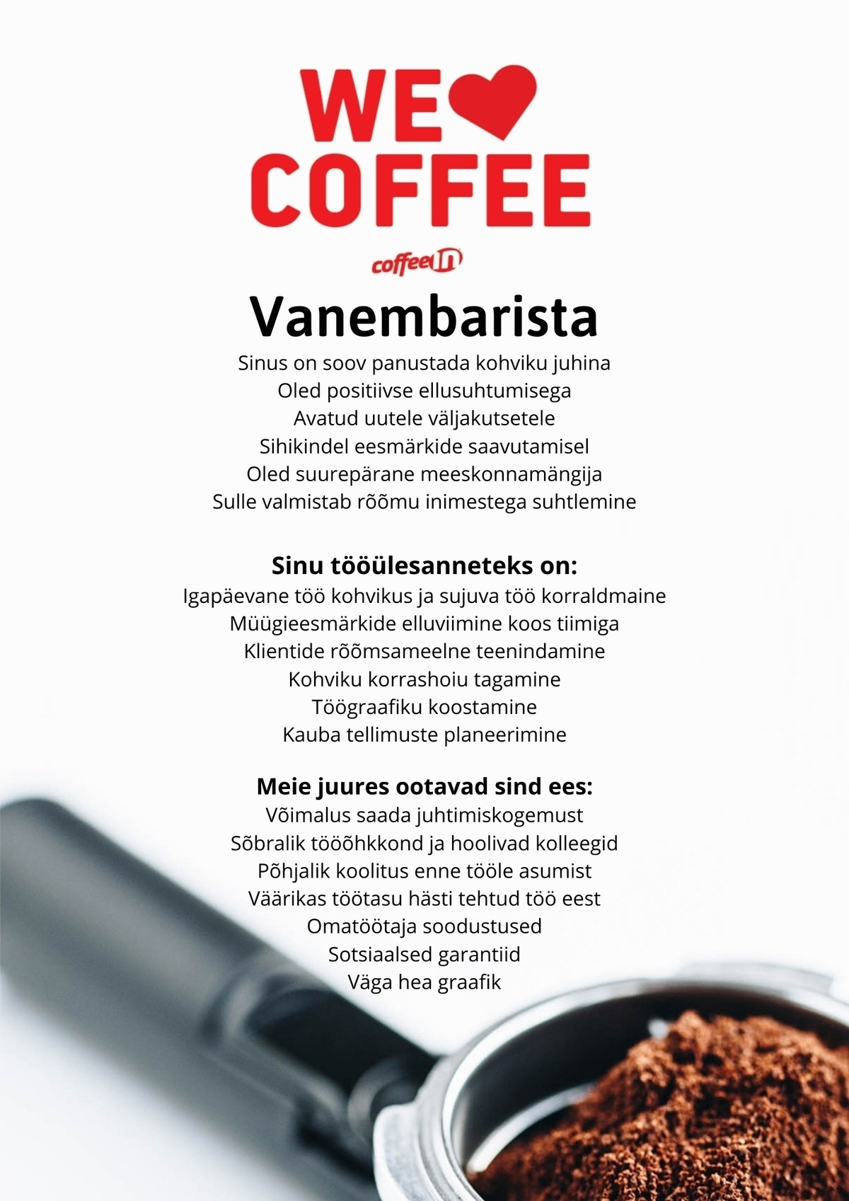 COFFEE IN OÜ Vanembarista (täistööaeg)