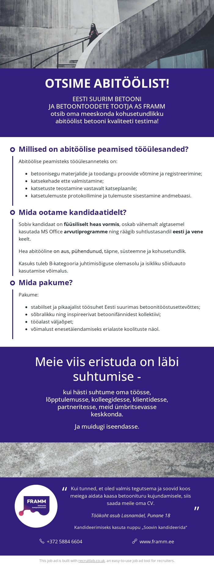 Framm AS Abitööline