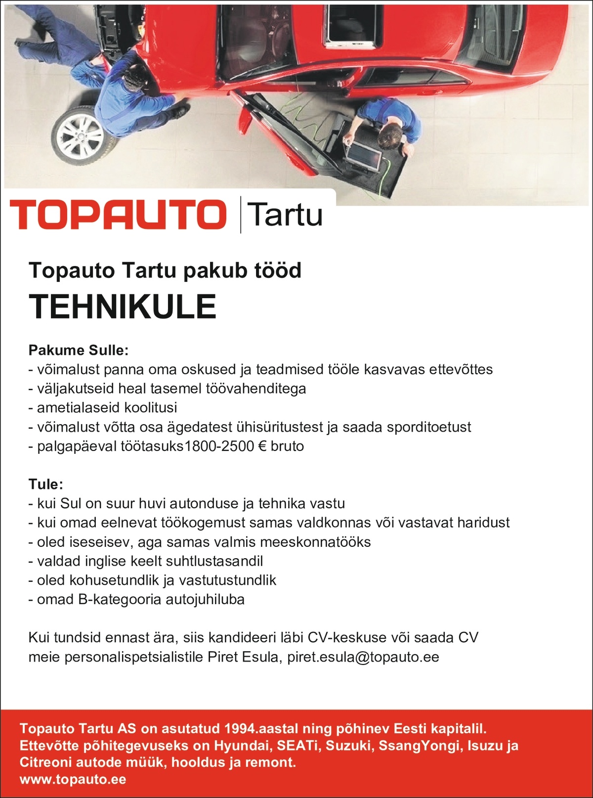 Topauto Tartu AS  Autotehnik