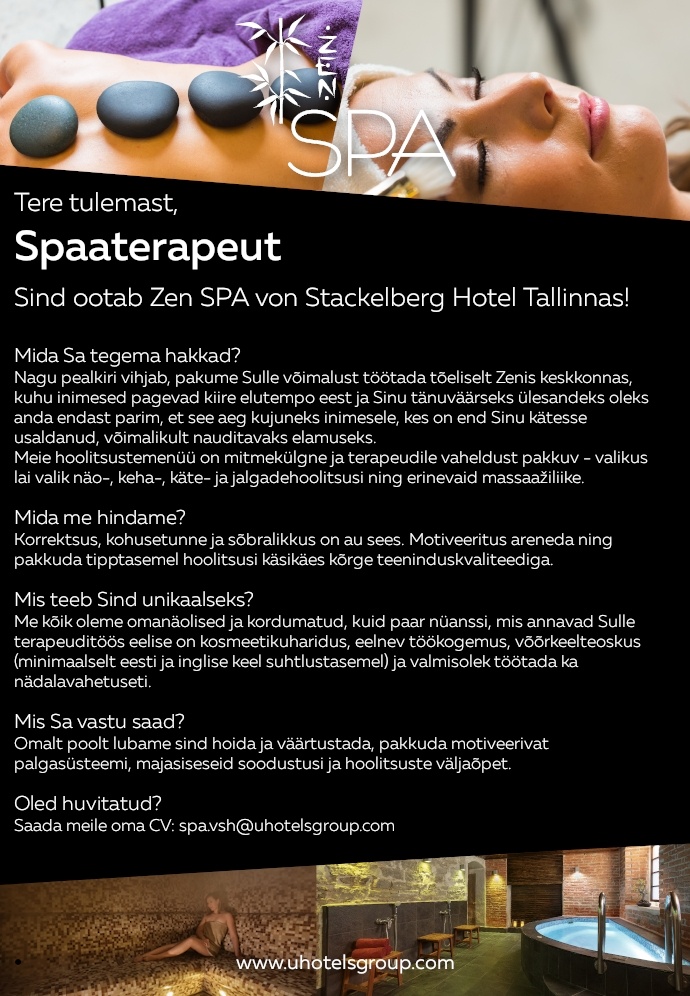 Easy Stay Hospitality Group OÜ Spaaterapeut - Zen SPA von Stackelberg Hotell Tallinnas