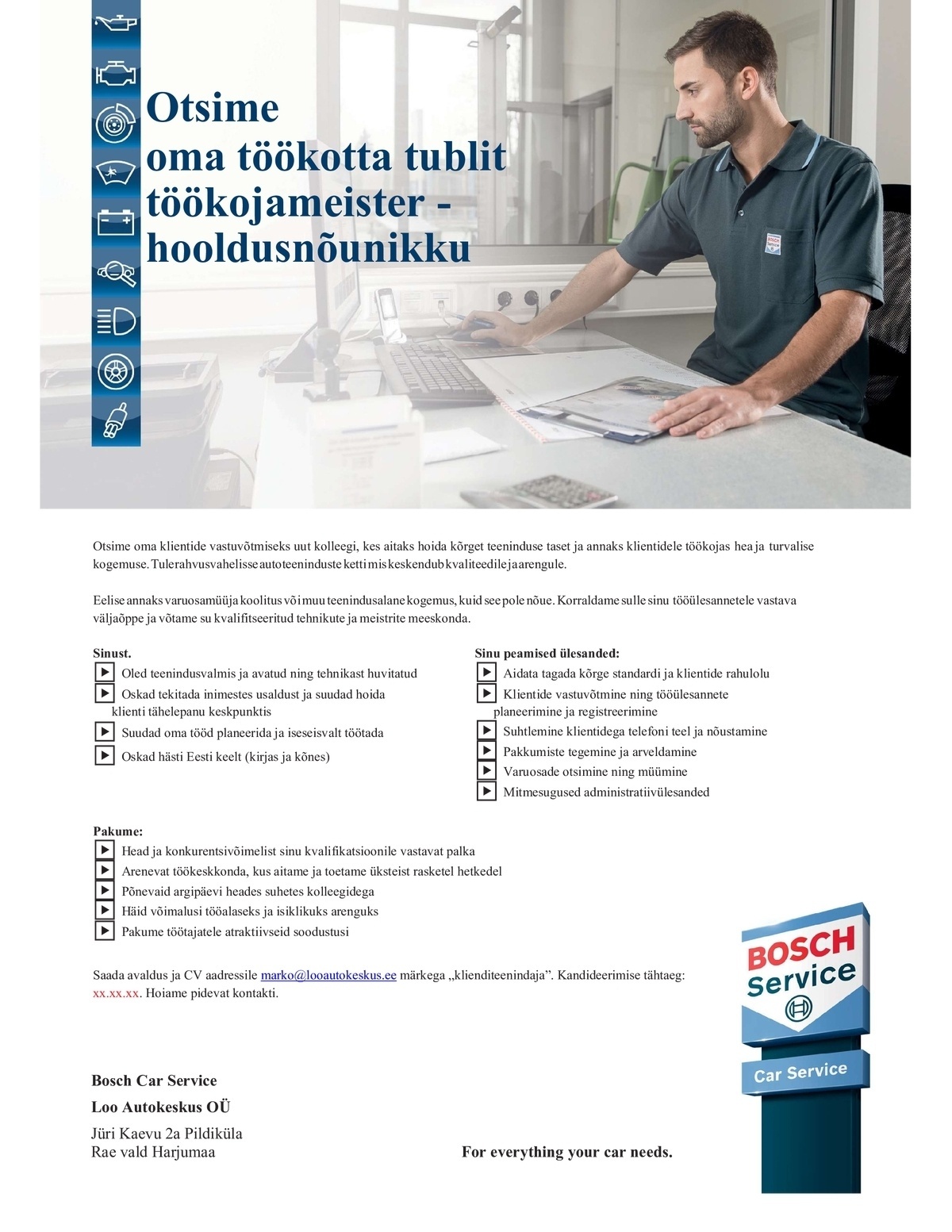 LOO AUTOKESKUS OÜ Töökojameister / hooldusnõunik