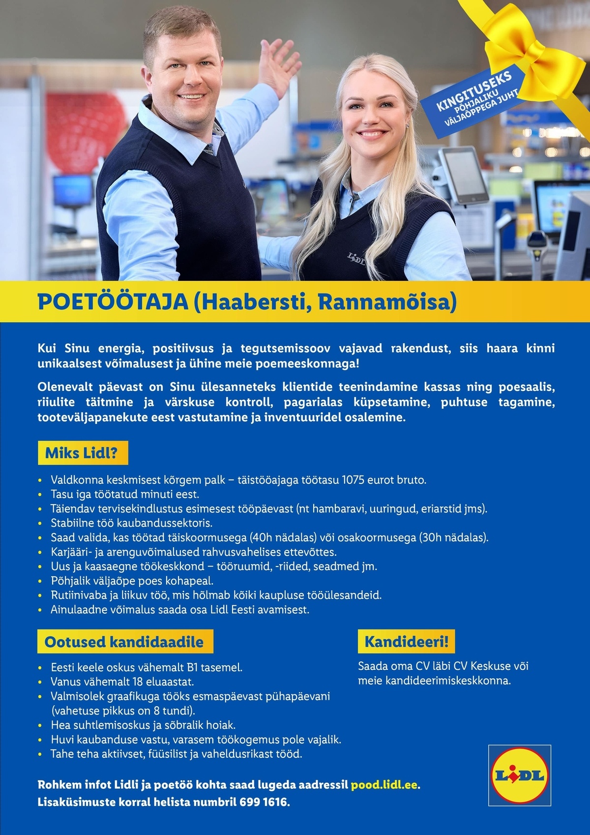 Lidl Eesti OÜ Poetöötaja (Haabersti, Rannamõisa)