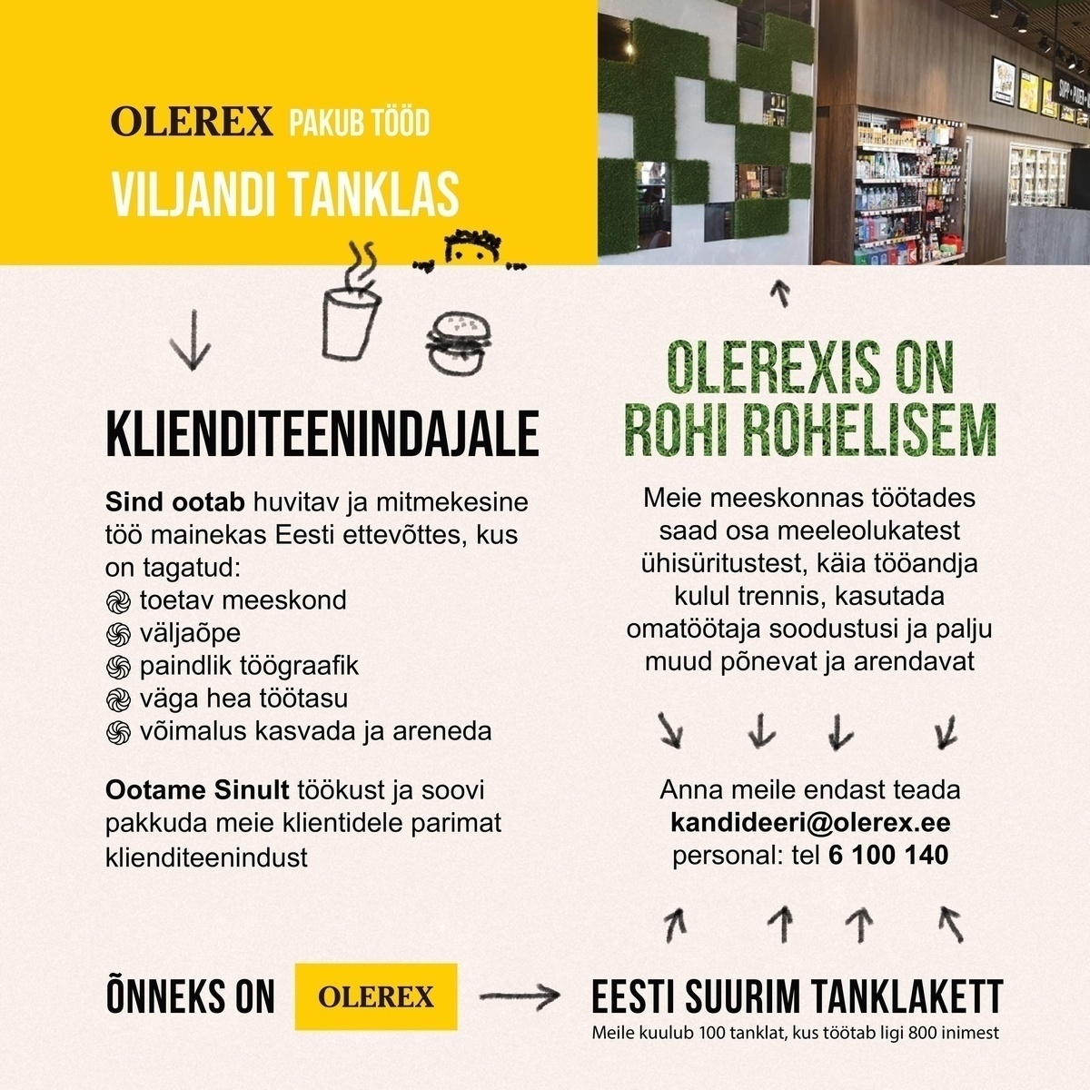 Olerex AS Klienditeenindaja Viljandi 24h teenindusjaama