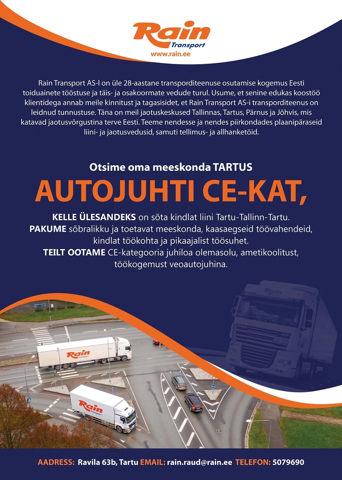 Rain Transport AS Veoautojuht CE