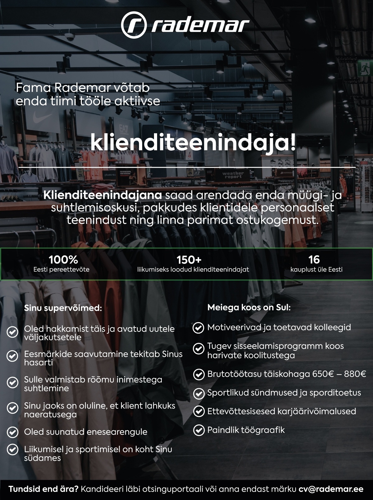 Rademar OÜ Aktiivne klienditeenindaja Fama Rademari