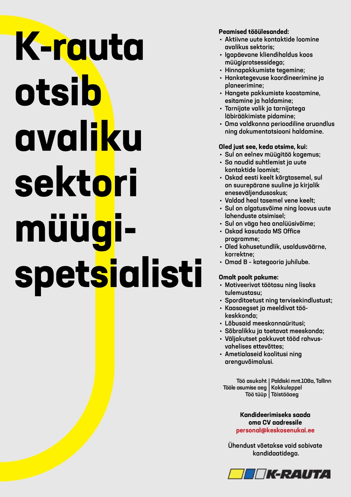 AS Kesko Senukai Estonia Avaliku sektori müügispetsialist