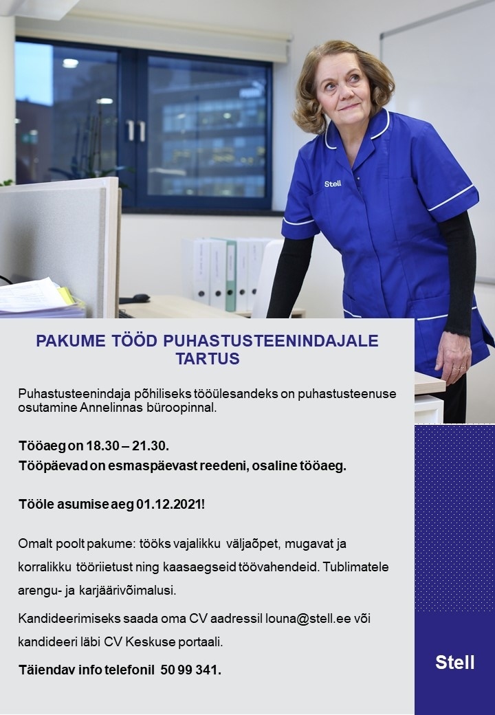 Stell Eesti AS Puhastusteenindaja Annelinnas õhtusel ajal