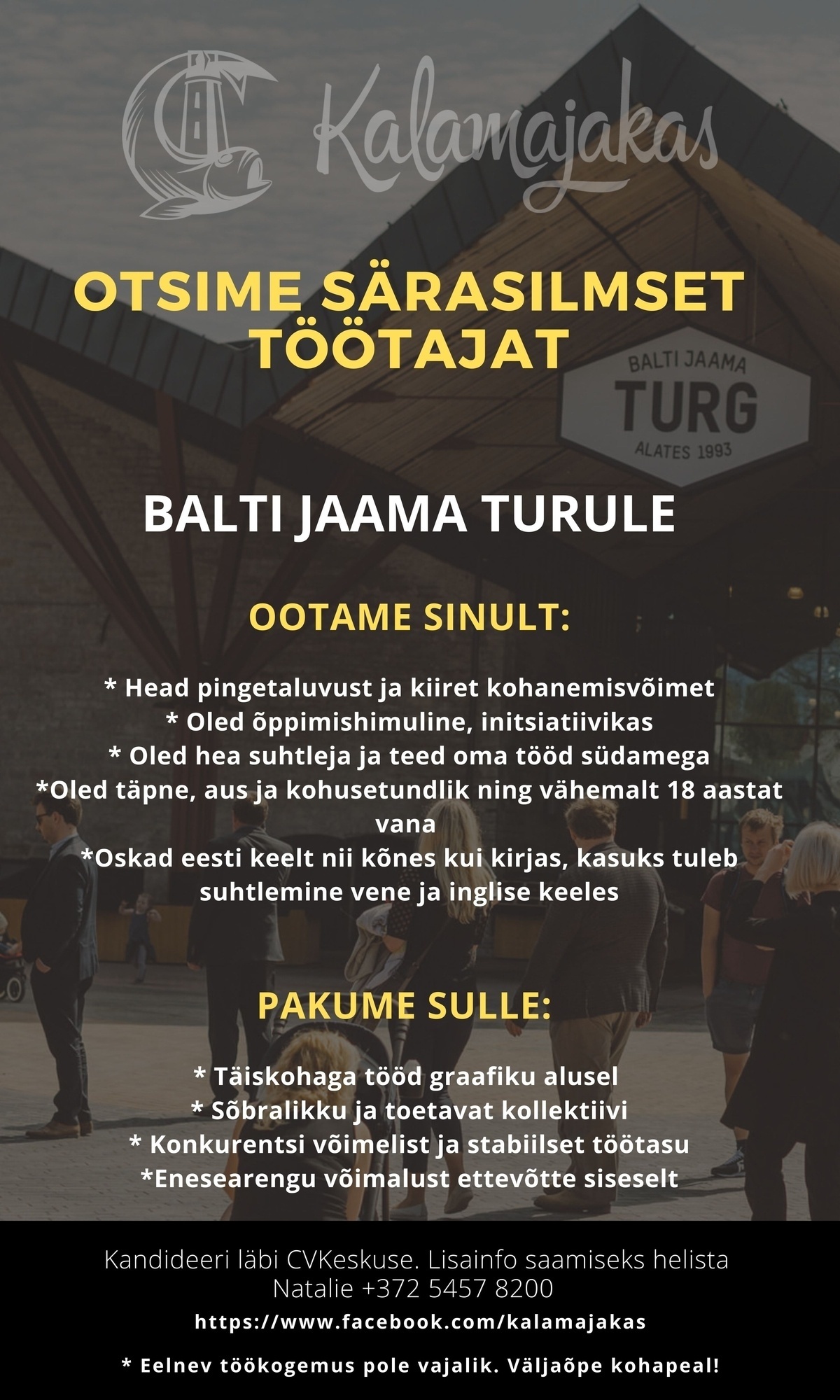 Kalamajakas OÜ Klienditeenindaja Balti Jaama turul asuvasse Kalamajaka poodi