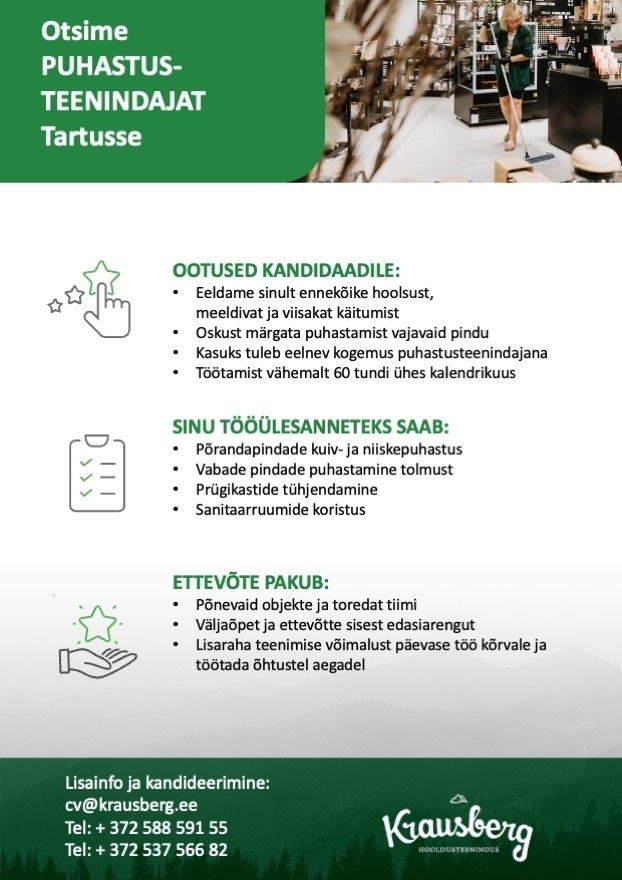 KRAUSBERG EESTI OÜ Puhastusteenindaja Tartusse