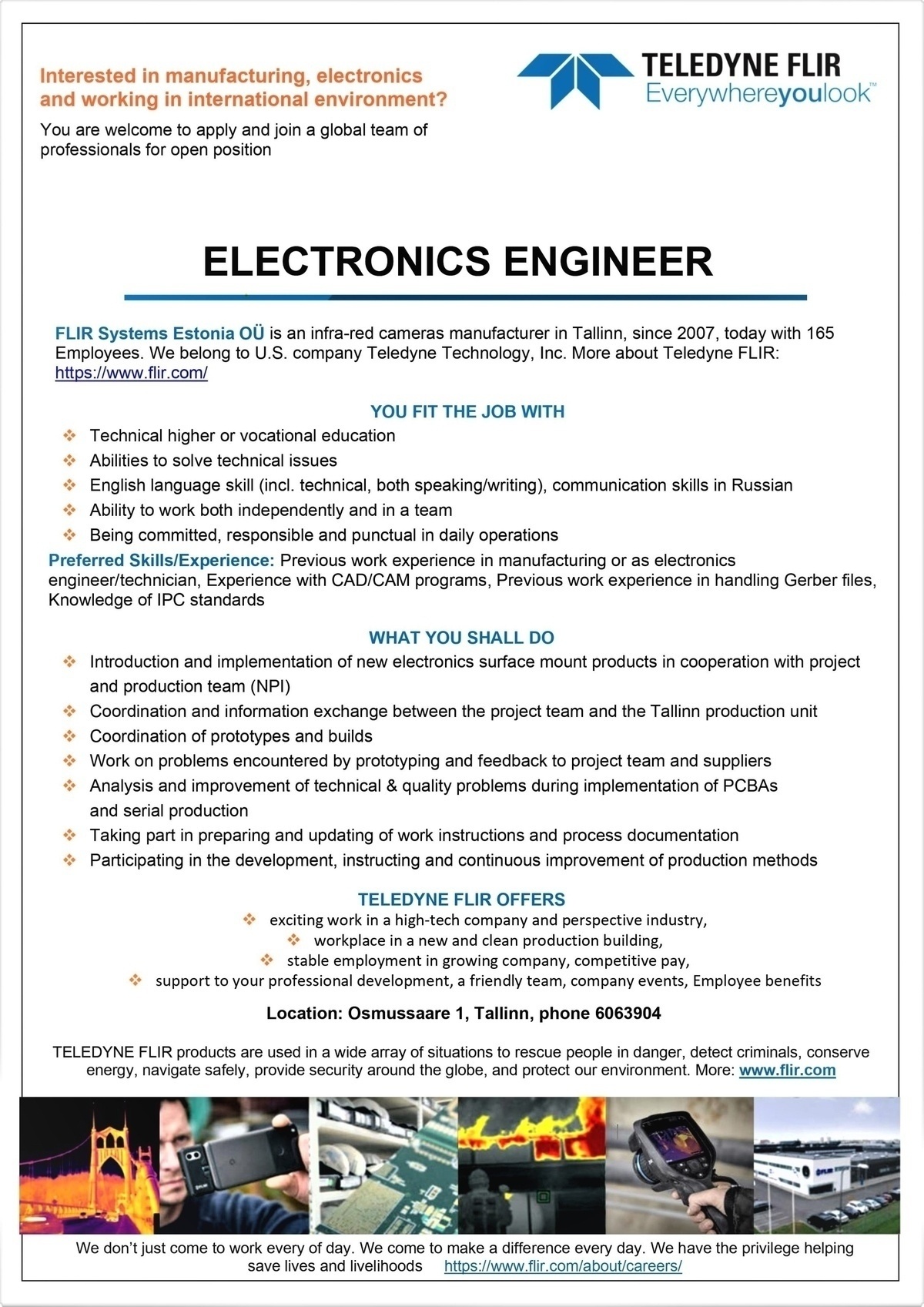 FLIR Systems Estonia OÜ Electronics Engineer