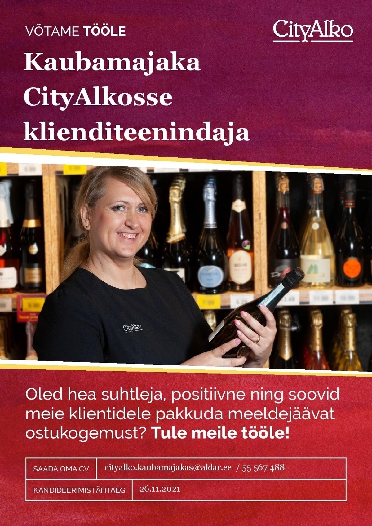 Aldar Eesti OÜ Klienditeenindaja Kaubamajaka Cityalko kaupluses