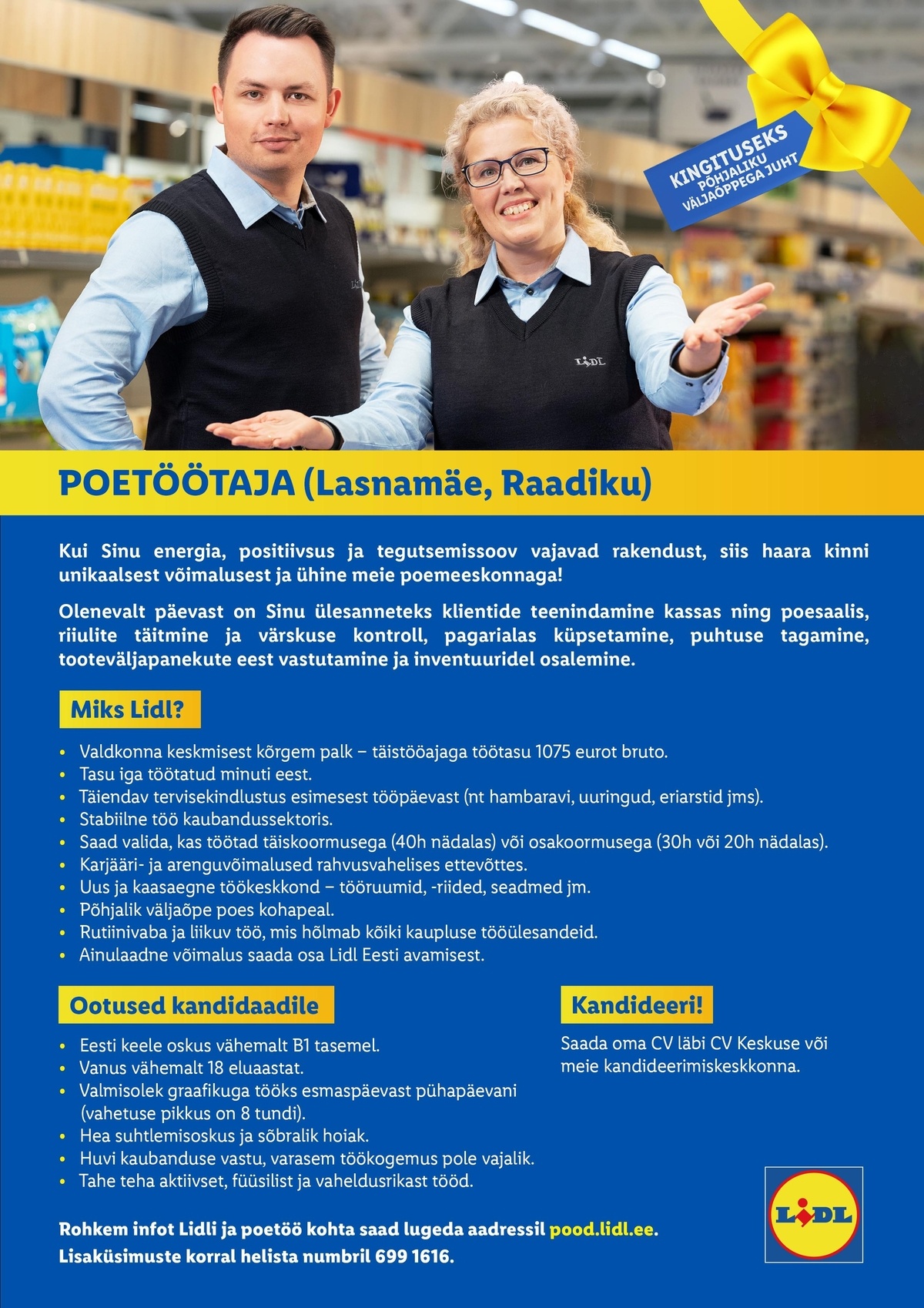 Lidl Eesti OÜ Poetöötaja (Lasnamäe, Raadiku)