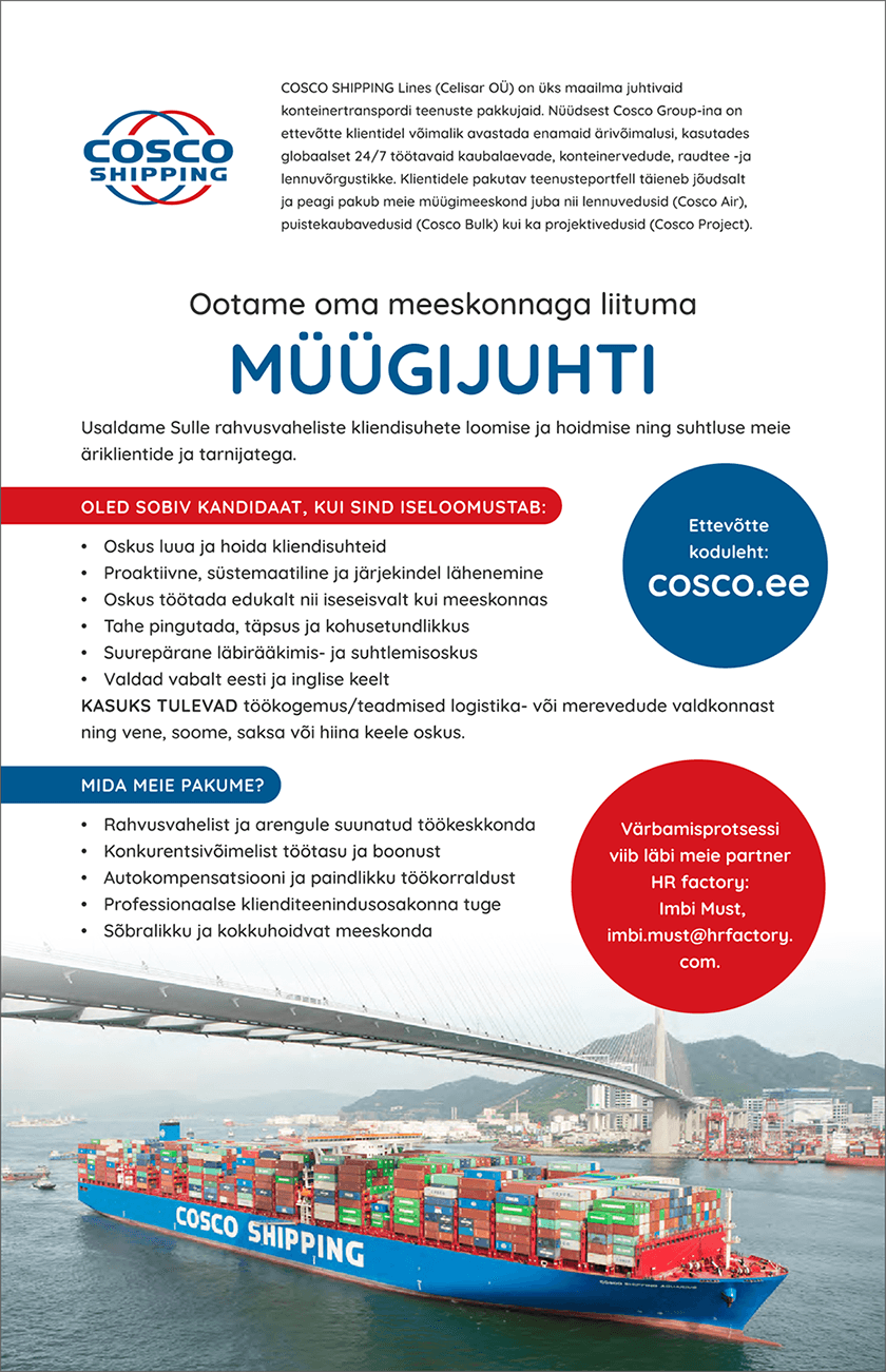 Cosco Eesti MÜÜGIJUHT (Cosco Eesti)