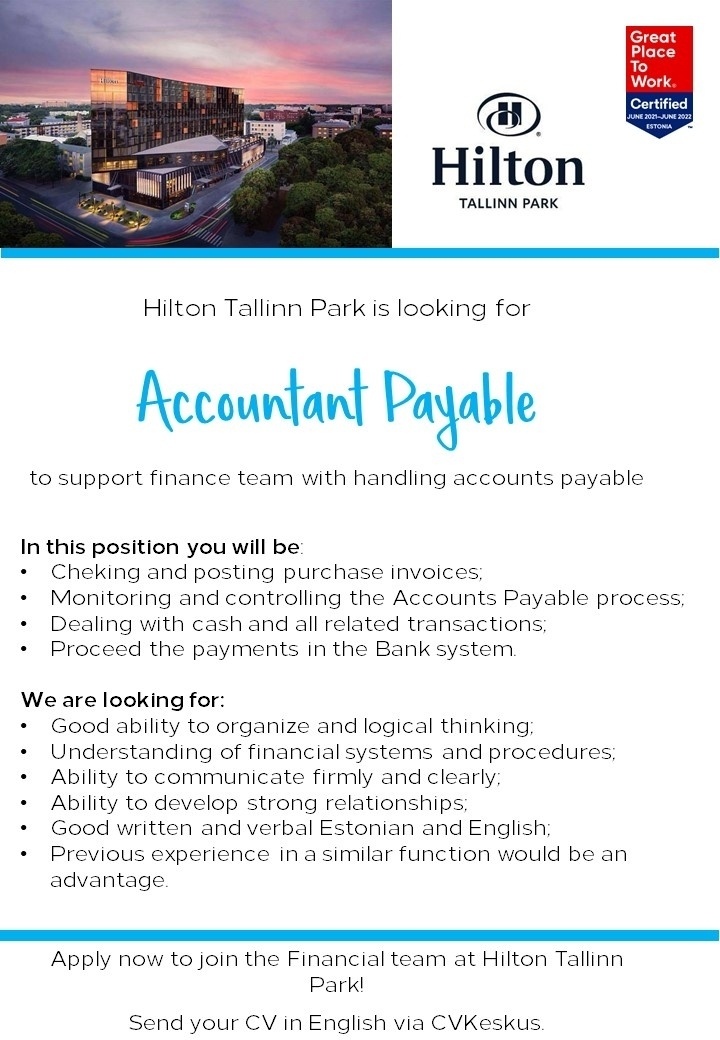 Hilton Tallinn Park Accountant payable