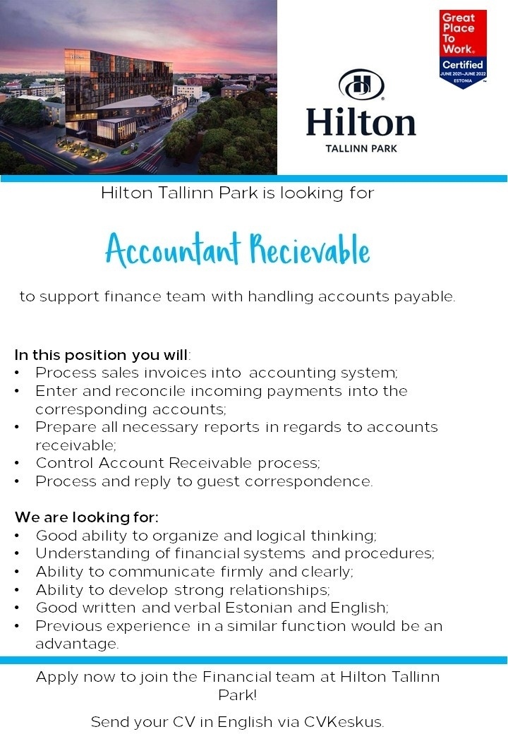Hilton Tallinn Park Accountant Receivable